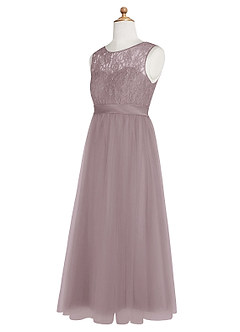 Azazie Georgette Junior Dusk A-Line Lace Tulle Dress image10