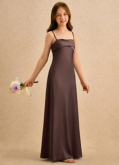 Azazie Mirabella Girls Formal Flower Girl Dresses Ganache Sheath Sweetheart Neckline Stretch Satin Dress image4