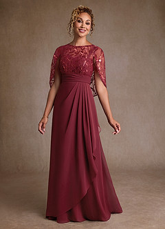 Azazie Beckley Mother of the Bride Dresses Cabernet A-Line Lace Chiffon Dress image3