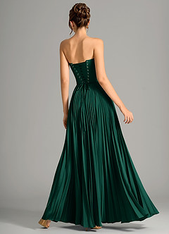 Azazie Saedra Bridesmaid Dresses Emerald A-Line Corset Stretch Satin Dress image6