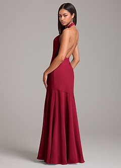 Azazie Lorena Bridesmaid Dresses Burgundy Mermaid Pleated Chiffon Dress image6