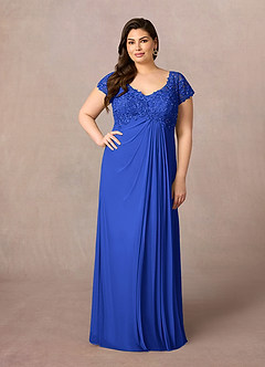Azazie Macy Mother of the Bride Dresses Royal Blue A-Line V-Neck Sequin Lace Lace Dress image6