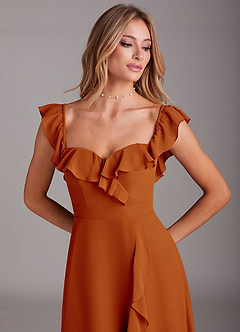 Azazie Lyra Bridesmaid Dresses Paprika A-Line Chiffon Convertible Dress image10