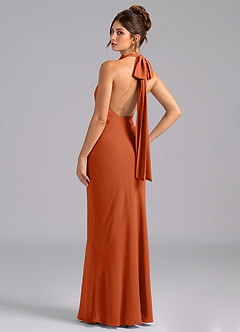 Azazie Velli Bridesmaid Dresses Burnt Orange Mermaid Bow Chiffon Dress image7