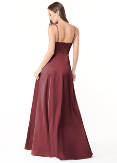 Azazie Halsey Brautjungfernkleider Etui Seitliche Cut-Outs Stretch-Satin Kleid Merlot image2