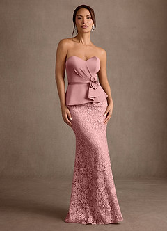 Azazie Vivian vestidos de madre de la novia Vestido Rosa Polvorienta de Encaje de Corte Sirena image4