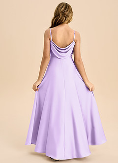 Azazie Bug Junior A-Linie Plissee Stretch-Satin Kleid Flieder image1