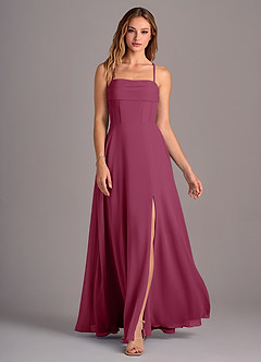 Azazie Carolyn Brautjungfernkleider A-Linie Plissee Chiffon Kleid Maulbeerrot image4