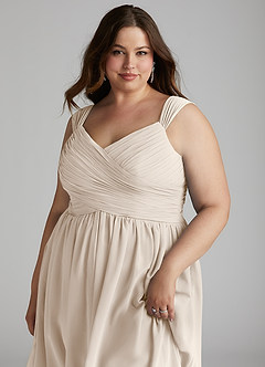 Azazie Angie Bridesmaid Dresses White Alabaster A-Line Corset Chiffon Dress image20