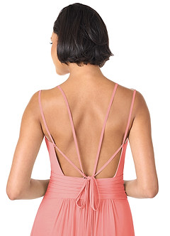 Azazie Farren Brautjungfernkleider Wandelbar A-Linie Plissee Chiffon Kleid Koralle image8