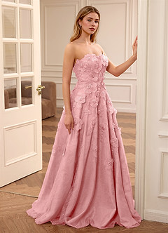 Adelaide Pink Floral A-line Rhinestone Embroidery Sweetheart Neckline Prom Dress image1