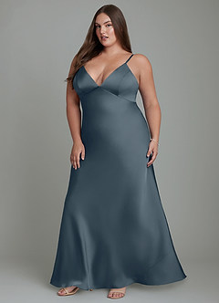 Azazie Stefania Vestidos de damas de honor Vestido Crepúsculo de Satén Elástico de Línea A image12