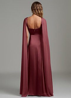 Azazie Niveah Bridesmaid Dresses Merlot A-Line Strapless Stretch Satin Convertible Dress image4