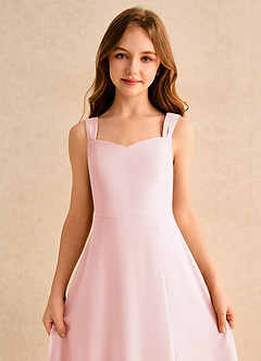 Azazie Makani Junior Formal Flower Girl Dresses Blushing Pink A-Line Sweetheart Neckline Chiffon Dress image6