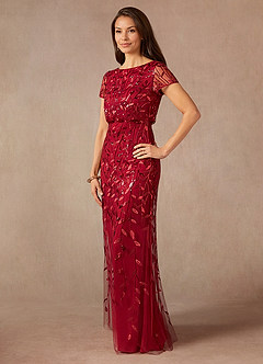 Azazie Lehi Mother of the Bride Dresses Burgundy A-Line Sequins Dress image5