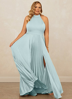 Christian Siriano Bridal for Azazie 1007 Bridesmaid Dresses Mist A-Line Pleated Stretch Satin Dress image12