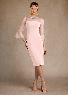 Azazie Bellevue Mother of the Bride Dresses Blushing Pink Sheath Beaded Stretch Crepe Dress image4