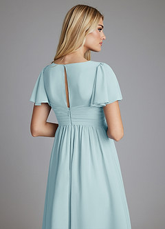 Azazie Verna Maternity Bridesmaid Dresses A-Line V-Neck Ruched Chiffon Floor-Length Dress image6