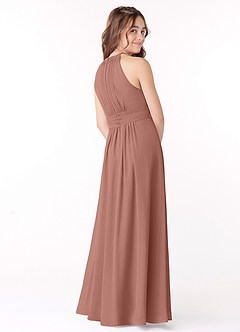 Azazie Bonnie Junior Cedar Rose A-Line Pleated Chiffon Dress image3