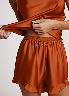 front Satin Frilled Pajama Set