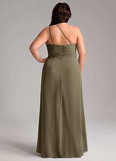 Azazie Eren Bridesmaid Dresses Willow Green Sheath One Shoulder Chiffon Dress image9