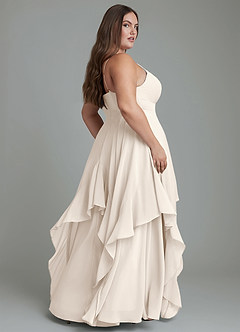 Azazie Zaina Vestidos de damas de honor Vestido Alabastro Blanco de Gasa de Línea A image2