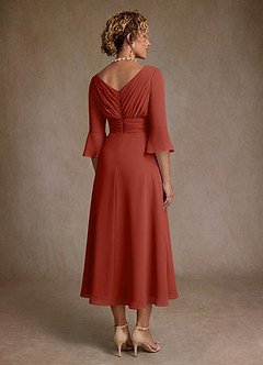 Azazie Aerynne Mother of the Bride Dresses Terracotta A-Line Pleated Chiffon Dress image2