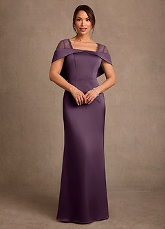 Azazie Henrieta 신부의 어머니 드레스 쉬스 레이스 스트레치 새틴 플로어 길이 드레스 image1