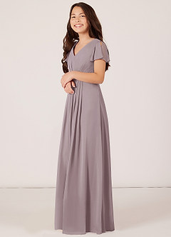 Azazie Peony Junior Dusk A-Line Pleated Chiffon Dress image3