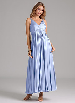 Azazie Raychelle Bridesmaid Dresses Ice A-Line Pleated Stretch Satin Dress image5