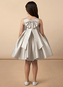 Azazie Bo Peep Flower Girl Dresses Frost A-Line Bow Matte Satin Dress image4
