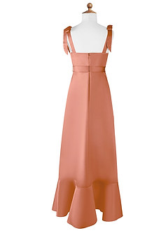 Azazie Barbara Junior A-Linie Schleifen Matte Satin Kleid Mai Tai image7