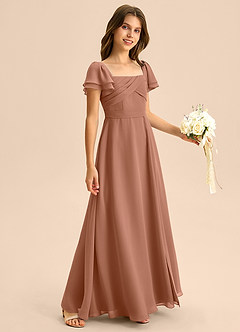 Azazie Azey Junior Bronzer A-Line Ruched Chiffon Dress image5