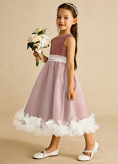 Azazie Stardust Blumenmädchenkleider A-Linie ärmellos Organza Kleid Zedernrose image3