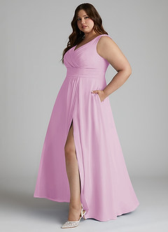 Azazie Karina Bridesmaid Dresses Candy Pink A-Line Pleated Chiffon Dress image8