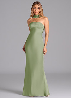 Azazie Lusinda Brudtärnklänningar Klä av Sjöjungfru i Stretch Satin Axelbandslös Dusty Sage image4