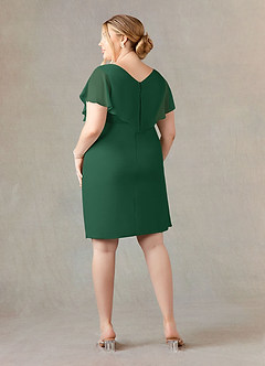 Azazie Julia vestidos de madre de la novia Vestido de Verde Oscuro de Gasa de Recto con Cuello en V Plisado image9