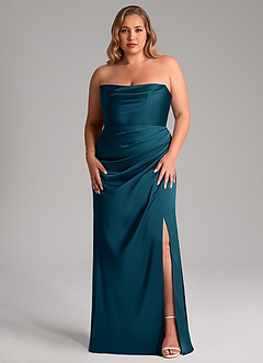 Azazie Leonis Bridesmaid Dresses Ink Blue Mermaid Pleated Stretch Satin Convertible Dress image9