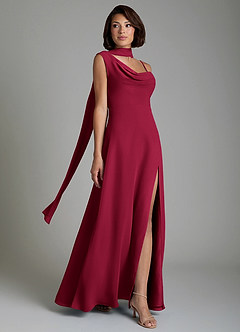 Azazie True Robes de demoiselle d'honneur Robe Trapèze en Mousseline de soie Plissé Bourgogne image7