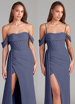 Azazie Amyra Vestidos de damas de honor Vestido de Tormenta de Gasa de Corte Recto Convertible con Vestidos sin tirantes image9