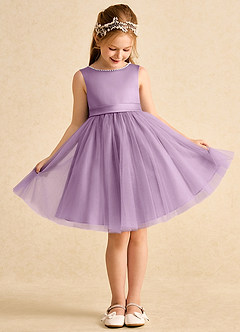 Azazie Jani Flower Girl Dresses Wisteria A-Line Bow Tulle Dress image2