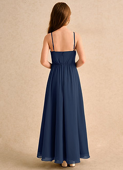 Azazie Twilight Dance Girls Formal Flower Girl Dresses Dark Navy A-Line Pleated Chiffon Dress image2