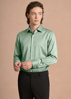 front Julian Agave Stretch Satin Dress Shirt