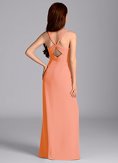 Azazie Mero Junior Meerjungfrau-Linie Plissee Chiffon Kleid Sonnenuntergang image2