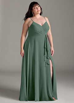 Azazie Akita Bridesmaid Dresses Eucalyptus A-Line Chiffon Dress image7