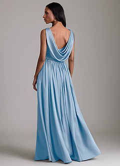 Azazie Novi Brudtärnklänningar Klä av A-Linje i Stretch Satin med fickor Puderblå image2