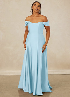 Christian Siriano Bridal for Azazie 1002 Bridesmaid Dresses Sky Blue A-Line Off the Shoulder Stretch Satin Convertible Dress image8