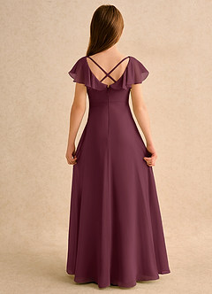 Azazie Nari Girls Formal Flower Girl Dresses Cabernet A-Line with Sleeves Chiffon Dress image7