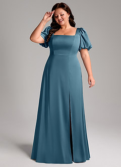 Azazie Fyona Bridesmaid Dresses Bermuda A-Line Pleated Stretch Satin Dress image11