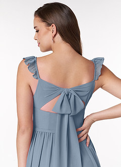 Azazie Metz Bridesmaid Dresses Dusty Blue A-Line Sweetheart Ruched Chiffon Dress image6